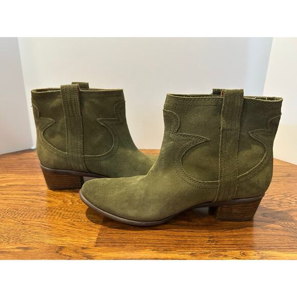 Lucky Brand Women's Terra Western Boot - Olive Green Suede, Sz 9.5 Western Chic - Picture 6 of 9